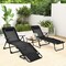 3 Piece Patio Chaise Lounge Set 2 Reclining Chairs with Table Black